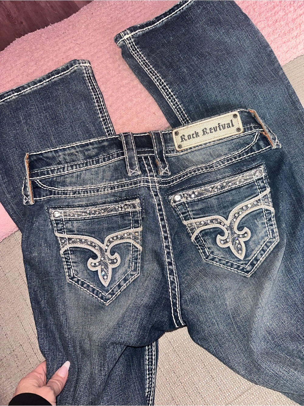 Rock Revival Women's Dark Wash Embellished Back Pocket Jeans